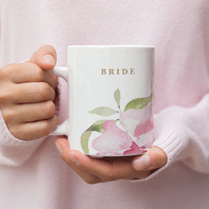 Lycklig Watercolor Blommigt Bröllop Bride Mugg