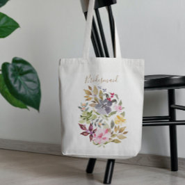 Lycklig Watercolor Blommigt Bröllop Brudens sida Tygkasse