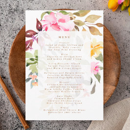 Lycklig Watercolor Blommigt Bröllop Meny