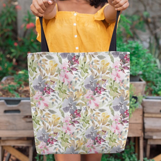 Lycklig Watercolor Blommigts Bröllopsfest Tygkasse (Skapare uppladdad)