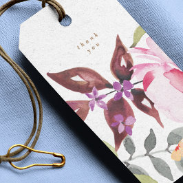 Lycklig Watercolor Blommigts Wedding Favor Presentetikett