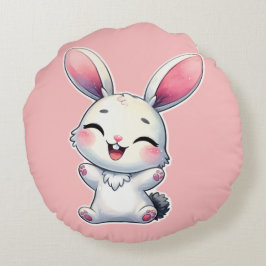 Lycklig Watercolor Bunny Rund Kudde