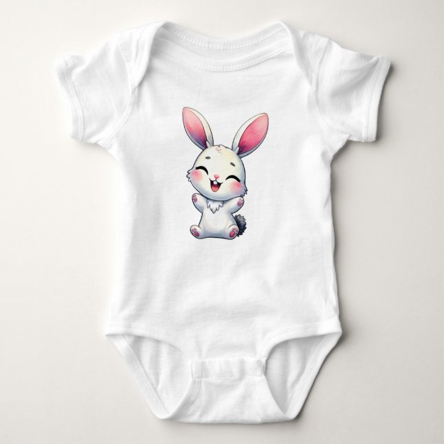 Lycklig Watercolor Bunny T Shirt (Framsida)