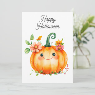 Lycklig Watercolor Pumpkin in Flowers for Hallowee