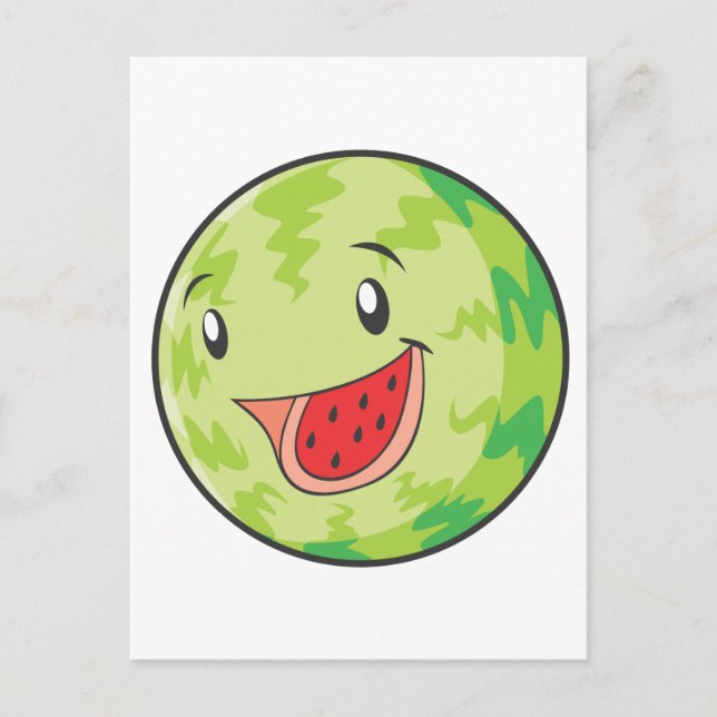 Lycklig Watermelon Fruit Smiling Vykort (Framsida)