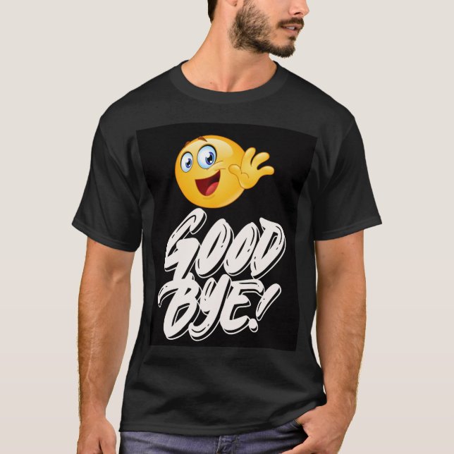 Lycklig Wave Emoji Adjö - Roligt Farewell T-Shirt (Framsida)