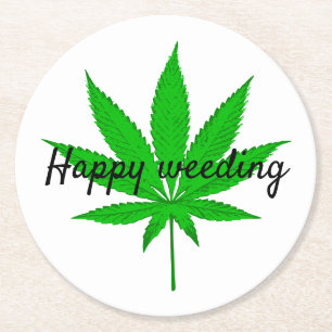 Lycklig Weeding Bröllop pun Underlägg Papper Rund