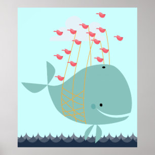 Lycklig Whale Poster