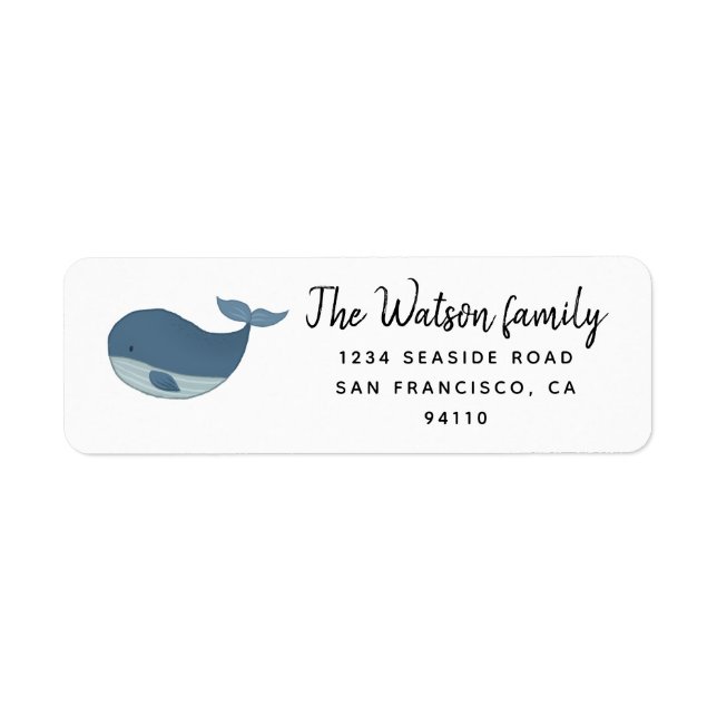 Lycklig Whale ⎢ Return Address Label Returadress Etikett (Framsidan)