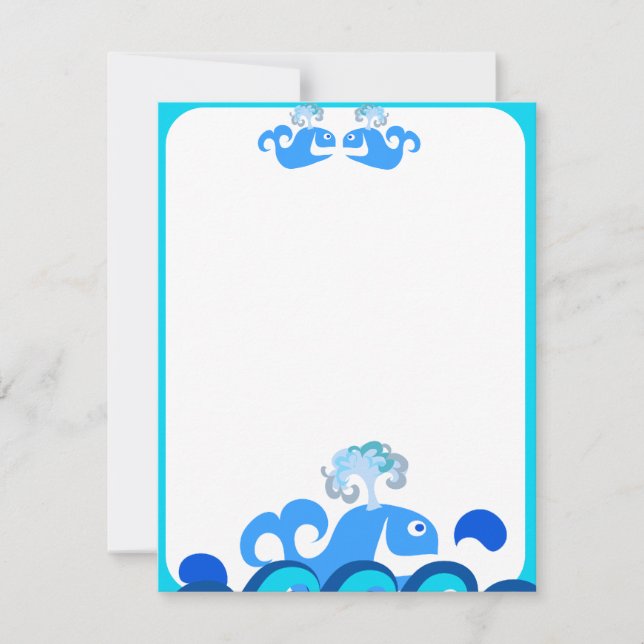 Lycklig Whale Stationery! Anteckningskort (Framsida)