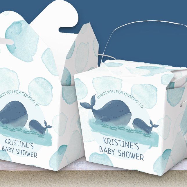 Lycklig Whales Ocean Bubbles Baby Shower Presentaskar (Ocean themed favor boxes - Happy Whales Baby Shower Collection)