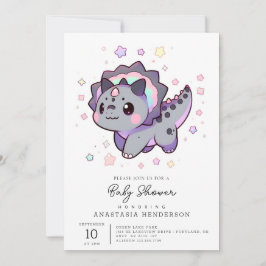Lycklig Whimsical Dinosaur Baby Shower Inbjudningar