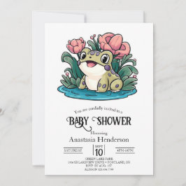 Lycklig Whimsical Frog Baby Shower Inbjudningar