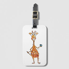 Lycklig Whimsical Giraffe Drinking Coffee Bagagebricka