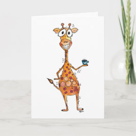 Lycklig Whimsical Giraffe Drinking Coffee Kort