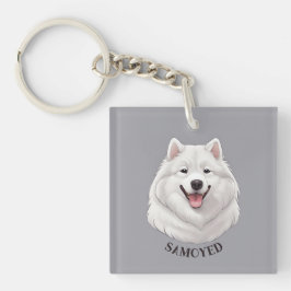 Lycklig White Samoyed Hund