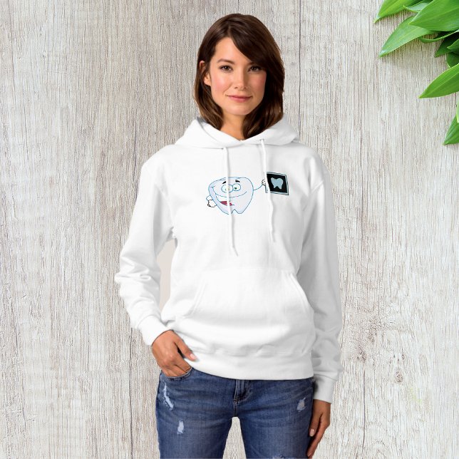 Lycklig White Tooth Womens Hoodie T Shirt (Skapare uppladdad)