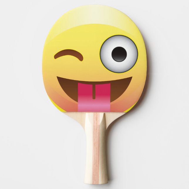Lycklig Wink Tunga ut Emoji Ping Pong Pattle Pingisracket (Framsidan)
