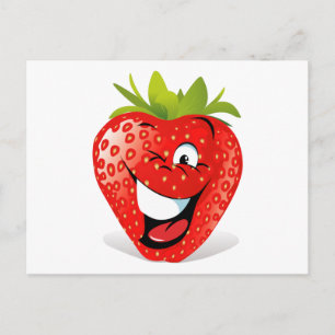 Lycklig Winking Strawberry Ansikte Vykort