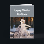 Lycklig Winter Birthday Humor Funny Snögubbe Kort<br><div class="desc">Lycklig Winter Birthday Humor Funny Frozen Snögubbe</div>