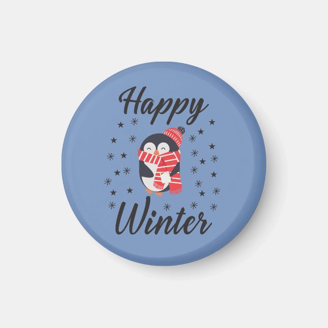 Lycklig Winter, Cute Penguin Magnet (Framsidan)