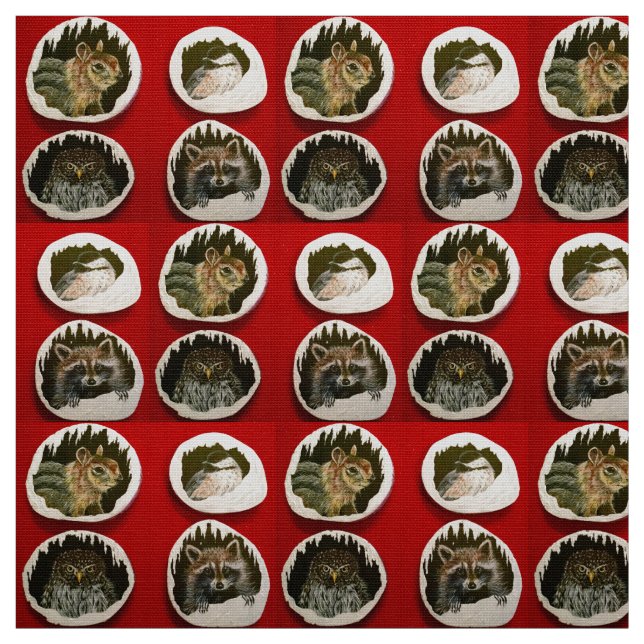 Lycklig Winter Friends Tyg (Provkarta)