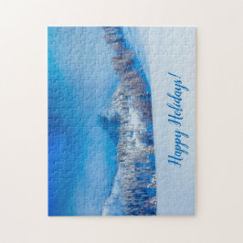 Lycklig Winter Helgdagars Blue Pussel