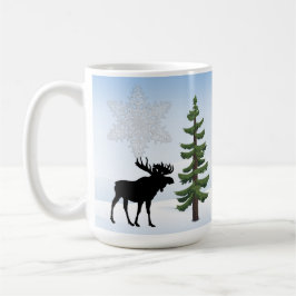Lycklig Winter Helgdagars Moose and Snowflake Kaffemugg