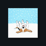 Lycklig Winter Snö Beagle - Cute Hund Tecknad Canvastryck<br><div class="desc">Lycklig Beagle rullar på vintern snö. En coola av arbetsytekonst skrivs ut för hundälskare. Besök Jenns Doodle World om du vill ha fler produkter med den här hund i lycklig.</div>