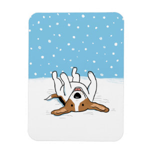Lycklig Winter Snö Beagle - Cute Tecknad hund Magnet