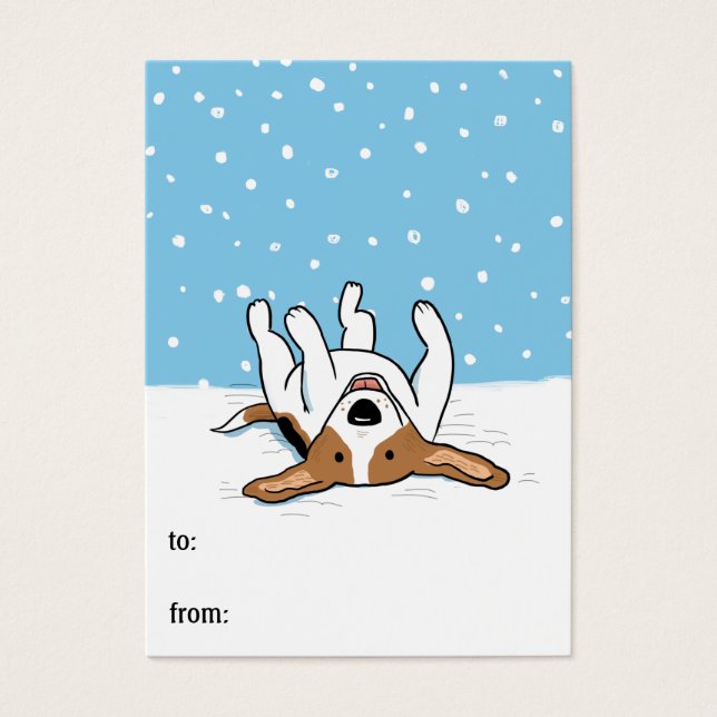 Lycklig Winter Snö Beagle | Hund Helgdag Gift-Märk Visitkort (Framsidan)