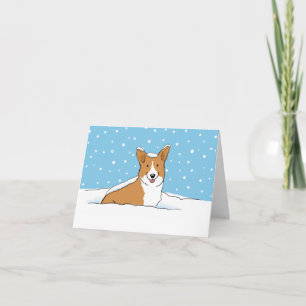 Lycklig Winter Snö Corgi Jul på kute Hund Helgkort