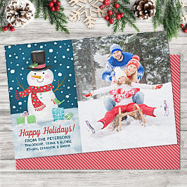 Lycklig Winter Snögubbe jul Julkort