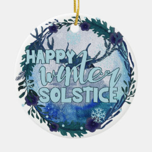 Lycklig Winter Solstice - fira säsongen Julgransprydnad Keramik
