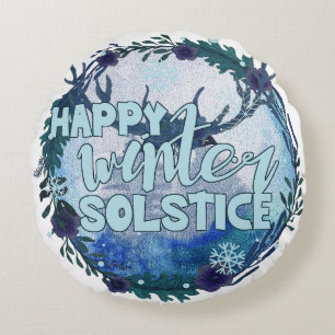 Lycklig Winter Solstice - fira säsongen Rund Kudde
