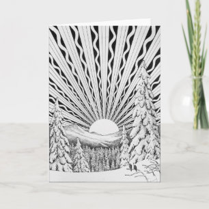 Lycklig Winter Solstice Snö Sol Art Deco Retro Kort