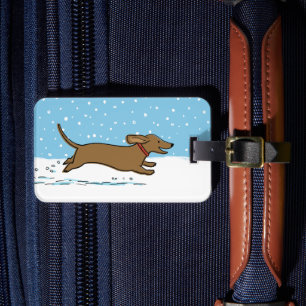 Lycklig Winter Wiener Hund - Cute Dachshund Helgda Bagagebricka