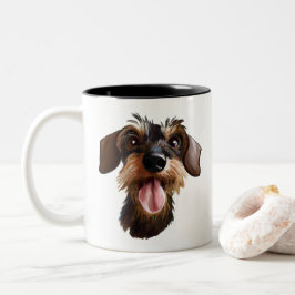 Lycklig Wirehaged Dachshund Two-Tone Coffee Mugg