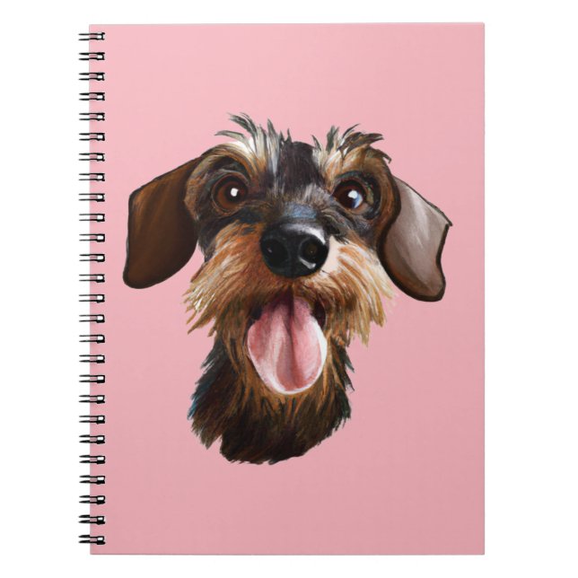 Lycklig Wirehved Dachshund Anteckningsbok (Framsidan)