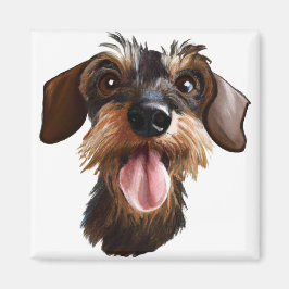 Lycklig Wirehved Dachshund Magnet