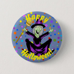 Lycklig Witch Halloween-knapp Knapp