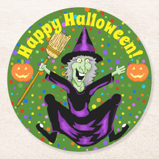 Lycklig Witch Halloween Underlägg (Framsidan)