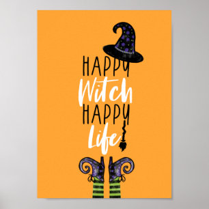 Lycklig Witch Lycklig Life Orange Halloween Witc Poster