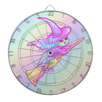 Lycklig Witch som flyger på Broomstick Teckning Darttavla