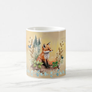 Lycklig Woodland Fox Mugg Watercolor look