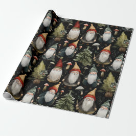 Lycklig Woodland Jul Gnomes Wrapping Papper Presentpapper