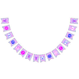 Lycklig Woofday Blue White Rosa Tass Silhouette Vimplar