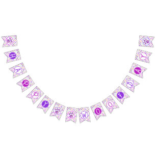 Lycklig Woofday Lila Rosa Gult Bl Tass Silhouette Vimplar