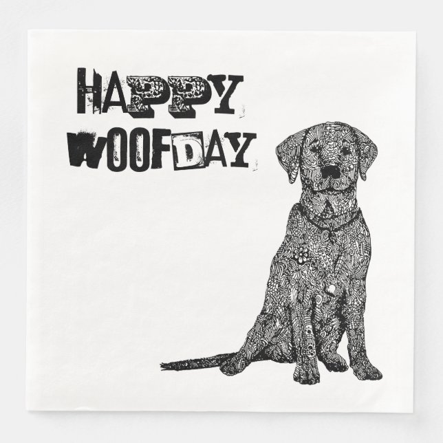 Lycklig Woofday Pappersservett (Framsida)