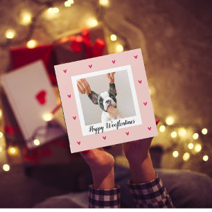 Lycklig Wooflentiner med Hund foto Röd och Rosa